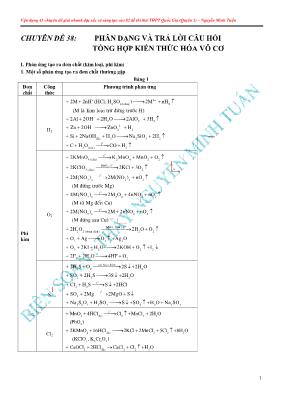 Chuyên đề Phân dạng và trả lời câu hỏi tổng hợp kiến thức Hóa hữu cơ - Nguyễn Minh Tuấn